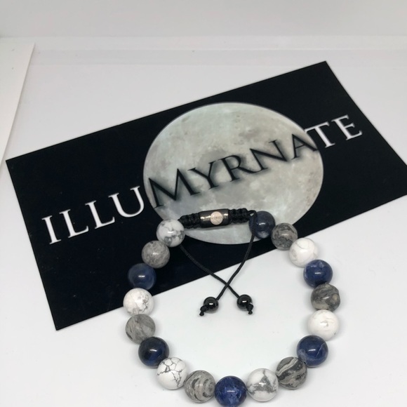 Natural Howlite and Jasper Gemstone Bracelet - Picture 1 of 1